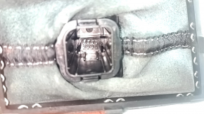 Audi A6 C8 19-25 gear knob, dark gray leather with gray stitching, with overlay, worn, dented