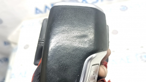 Audi A6 C8 19-25 gear knob, dark gray leather with gray stitching, with overlay, worn, dented