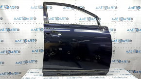 The front right door of a Lexus RX350 RX450h 10-15 blue 214 is bare, with dents and bumps.