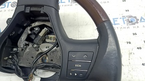 Lexus RX350 RX450h 10-15 steering wheel, black leather, dark wood, with buttons, with cruise control, with overlays, worn, scratches