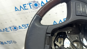 Lexus RX350 RX450h 10-15 steering wheel, black leather, dark wood, with buttons, with cruise control, with overlays, worn, scratches