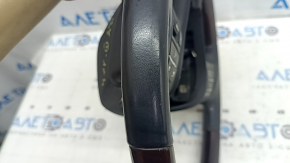 Lexus RX350 RX450h 10-15 steering wheel, black leather, dark wood, with buttons, with cruise control, with overlays, worn, scratches