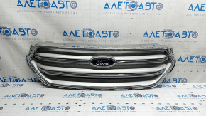 Ford Escape MK3 2017-2019 grille, gray, with chrome, with emblem, bumps, sand, scuffs