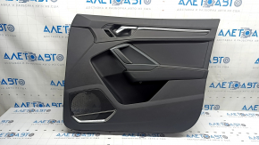 Front right door panel for Audi Q3 83A 19-25 black, black leather insert, black leather armrest, chrome moldings, with handle, Bang & Olufsen style, for cleaning