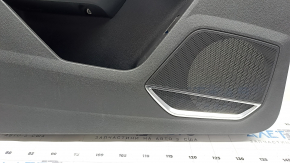 Front left door panel assembly for Audi Q3 83A 19-25, black, black leather insert, black leather armrest, chrome moldings, with handle, Bang & Olufsen style, for cleaning