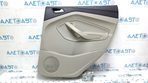 Rear right door panel for Ford Escape MK3 2017-2019, beige with black, beige plastic insert, beige leather armrest, with handle