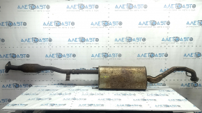 The exhaust pipe, middle section with a catalytic converter, Lexus RX400h 06-09, is dented and rusty.