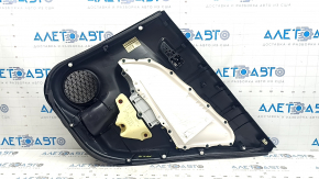 Rear left door panel for Toyota Prius 50 16-22, black with gray insert, leather armrest, with handle, scratches, dents