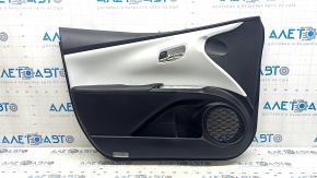 Front left door trim panel for Toyota Prius 50 16-22, black with gray insert, with leather armrest, with handle, scratches