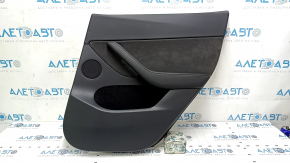 Tesla Model Y 20-25 rear right door panel, black leather, type 1, with backlighting, matte trim, with speaker, with suede insert, with window lift control, with door opening button, scratch