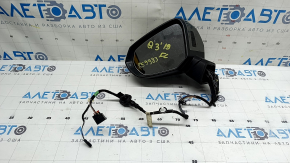 Left side mirror assembly for Audi Q3 83A 19-25, 6+2 pins, turn signal, heated, BSM, black, scratched