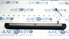 Audi Q3 83A 19-25 black outer door sill trim with backlight, S-Line, chrome, needs cleaning, scratches, scuffed