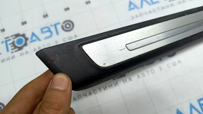 Audi Q3 83A 19-25 black outer door sill trim with backlight, S-Line, chrome, needs cleaning, scratches, scuffed