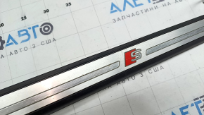 Audi Q3 83A 19-25 black outer door sill trim with backlight, S-Line, chrome, needs cleaning, scratches, scuffed