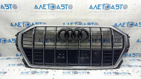 Radiator grill assembly for Audi Q3 83A 19-25, gloss black with matte chrome, with emblem, sand, chips