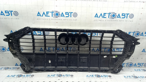 Radiator grill assembly for Audi Q3 83A 19-25, gloss black with matte chrome, with emblem, sand, chips