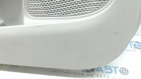 Front left door panel for a Chrysler Pacifica 17-20, gray with brown leather, brown leather armrest, with overlays, with a handle, scratches, scuffs, needs cleaning
