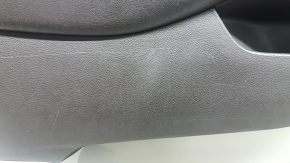 Front left door panel for a Chrysler Pacifica 17-20, gray with brown leather, brown leather armrest, with overlays, with a handle, scratches, scuffs, needs cleaning