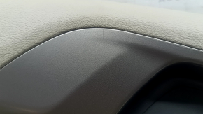Front right door panel for a Chrysler Pacifica 17-20, gray with brown leather, brown leather armrest, with overlays, with a handle, scratches, scuffs, needs cleaning