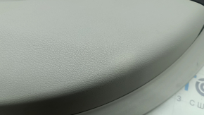 Front right door panel for a Chrysler Pacifica 17-20, gray with brown leather, brown leather armrest, with overlays, with a handle, scratches, scuffs, needs cleaning