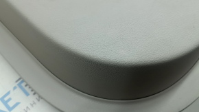 Front right door panel for a Chrysler Pacifica 17-20, gray with brown leather, brown leather armrest, with overlays, with a handle, scratches, scuffs, needs cleaning