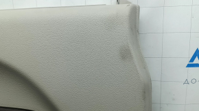 Door trim panel, rear right, Chrysler Pacifica 17-24, under the curtain, gray with black leather, scratches, scuffs, needs dry cleaning, plastic has turned white