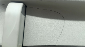 Door trim panel, rear right, Chrysler Pacifica 17-24, under the curtain, gray with black leather, scratches, scuffs, needs dry cleaning, plastic has turned white