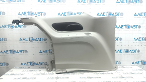 Lower left arch trim for a Chrysler Pacifica 17-24, front part under the curtain, gray, with a brown insert, scratches, needs cleaning, plastic has turned white