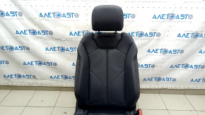 Audi Q3 83A 19-25 passenger seat with airbag, S-Line, electric, heated, black leather, Alcantara inserts, white stitching, scratches on plastic, needs cleaning