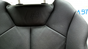 Audi Q3 83A 19-25 passenger seat with airbag, S-Line, electric, heated, black leather, Alcantara inserts, white stitching, scratches on plastic, needs cleaning