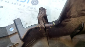 Right rear bumper guard for Toyota Prius 50 16-22 is dented and torn.