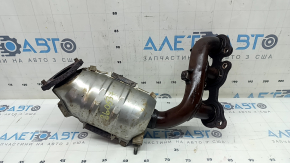 The rear exhaust manifold with a catalytic converter for a Lexus RX400h 2006-2008 is rusty, with protection, and the stud is cut off.