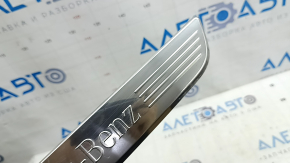 Front right outer door sill trim Mercedes W213 E 300/350 17-23 chrome, scratches, dents, bumps, broken guide