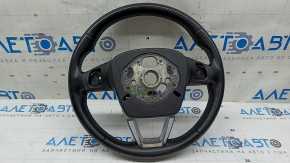 The steering wheel is bare Audi Q7 16-19 leather black, without buttons and paddles, bumpers
