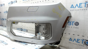 Bare front bumper for Audi Q7 16-19 with 4 parking sensors, white, without washer, with reflectors, scratches, broken mount, made