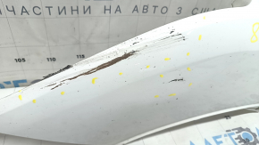 Left front bumper lip for Audi Q7 16-19, white, broken fasteners, scratches, worn