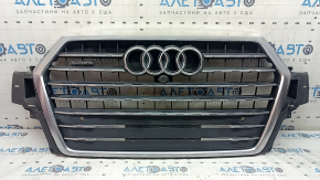 Audi Q7 16-19 radiator grille assembly, gray, for parking sensors, for camera, with emblems, sand