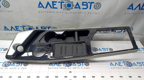 Kia EV6 22-24 black and gray center console trim with cup holders, backlit, cracks, scratches, paint blistering