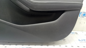 Front right door panel for Mazda 3 19-23 4D, black leather, Mexico built, black leather armrest, Bose chrome insert, chrome molding, scratches, needs cleaning