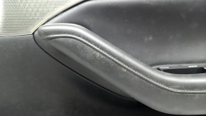 Front right door panel for Mazda 3 19-23 4D, black leather, Mexico built, black leather armrest, Bose chrome insert, chrome molding, scratches, needs cleaning