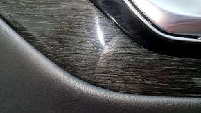 Door trim panel rear left Audi Q7 16-19 black, insert black leather, armrest leather black, trim black gloss and dark wood (oak gray-brown), with handle, scratches