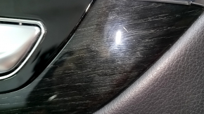 Door trim panel rear right Audi Q7 16-19 black, insert black leather, armrest leather black, trim black gloss and dark wood (oak gray-brown), with handle, scratches, bump