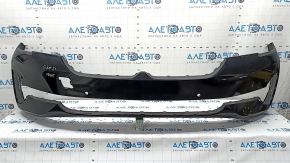 Bare front bumper for BMW 5 G30 21-23 with parking sensors without PMA, Basis, black, fake, broken fasteners, scratches, dented, torn
