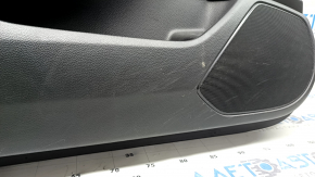Front left door panel for a 2020 Honda Accord, black leather, carbon fiber insert with chrome molding, scratches, needs cleaning