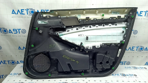 Front left door panel for a 2020 Honda Accord, black leather, carbon fiber insert with chrome molding, scratches, needs cleaning