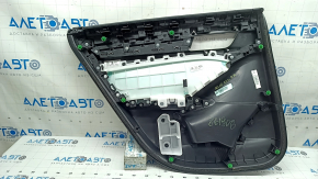 Rear right door panel for a 19-22 Honda Accord, black leather, black leather armrest, chrome molding with a black insert, scratches, scuffed, needs cleaning, dented leather