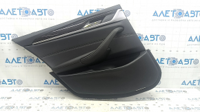 Rear left door panel assembly for BMW 5 G30 17-22 black leather, armrest and insert black leather, glossy wood molding