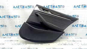 Door trim panel, rear right, complete BMW 5 G30 17-22, black leather, armrest and insert, black leather, wood-like molding, glossy, tears