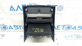 Rear center console trim for BMW 5 G30 2020 - black, with a pocket for a cigarette lighter and USB, scratched