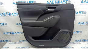 Front left door panel, Toyota Highlander 20-25, black leather, XLE, XSE, black insert, black leather armrest, with handle, scratches, scuffs, needs cleaning
